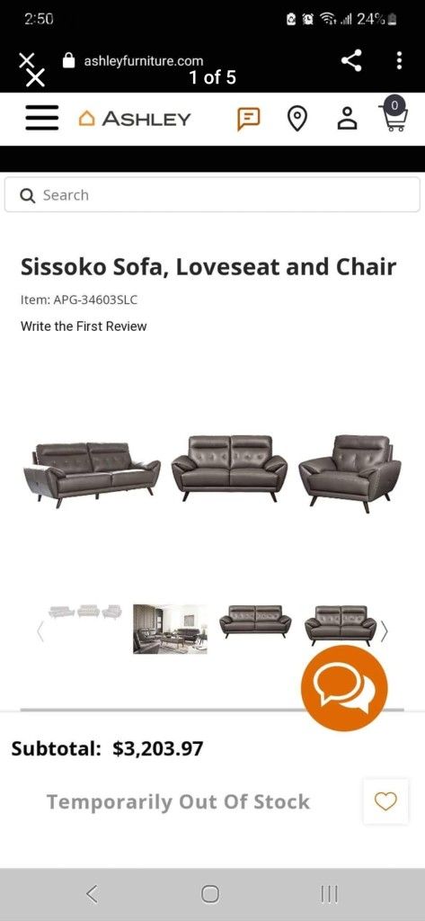 Ashley Sofa, Loveseat and Chair