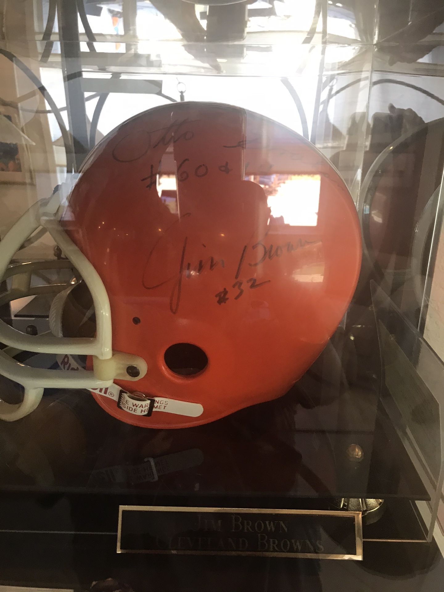 Jim Brown and Otto Graham signed helmet.