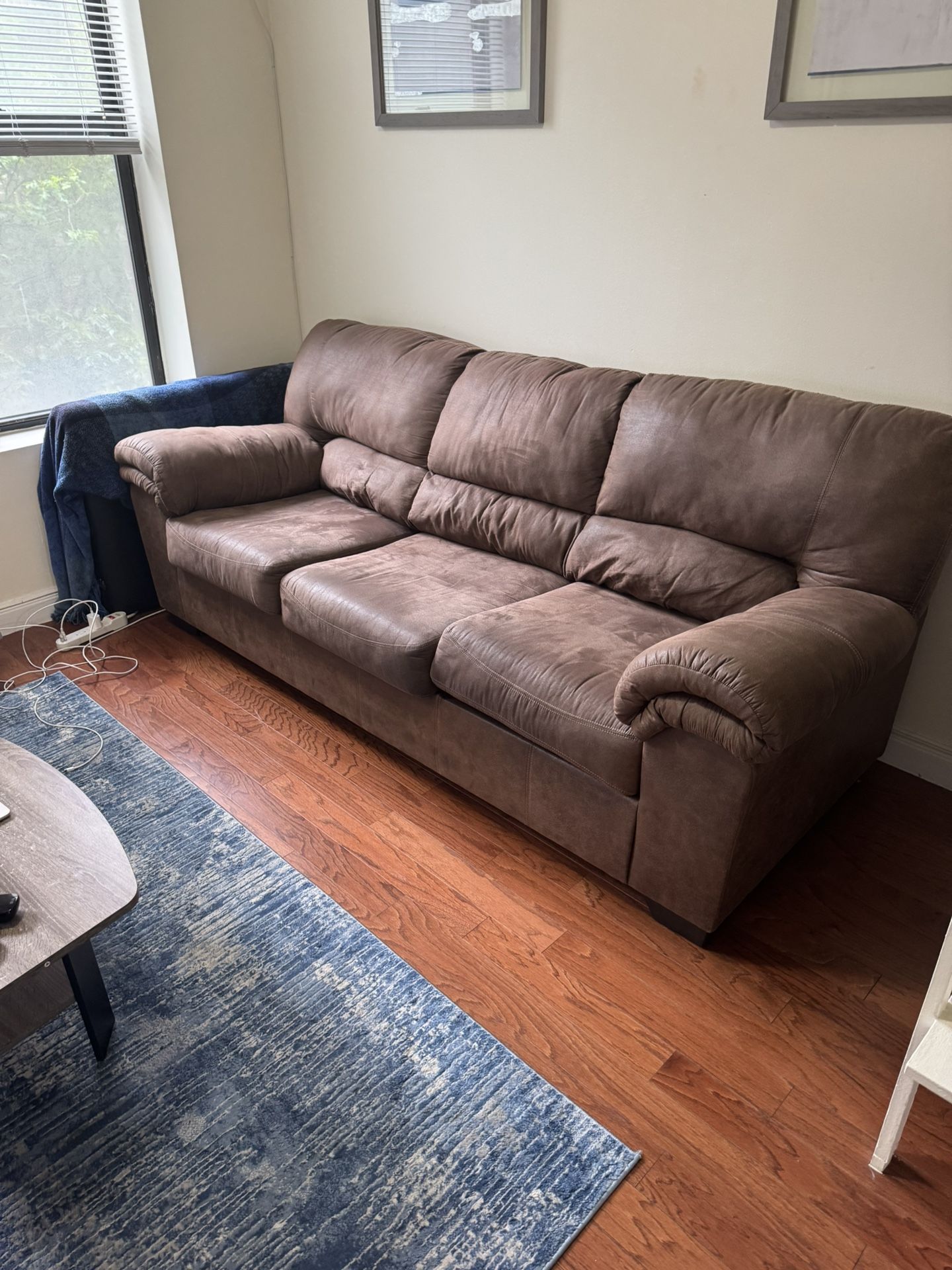 Ashley Furniture Brown Distressed Micro Fiber Sofa