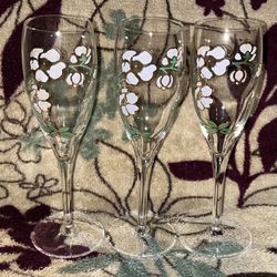 Set Of 3 Vintage Perrier-Jouët Champagne Flutes