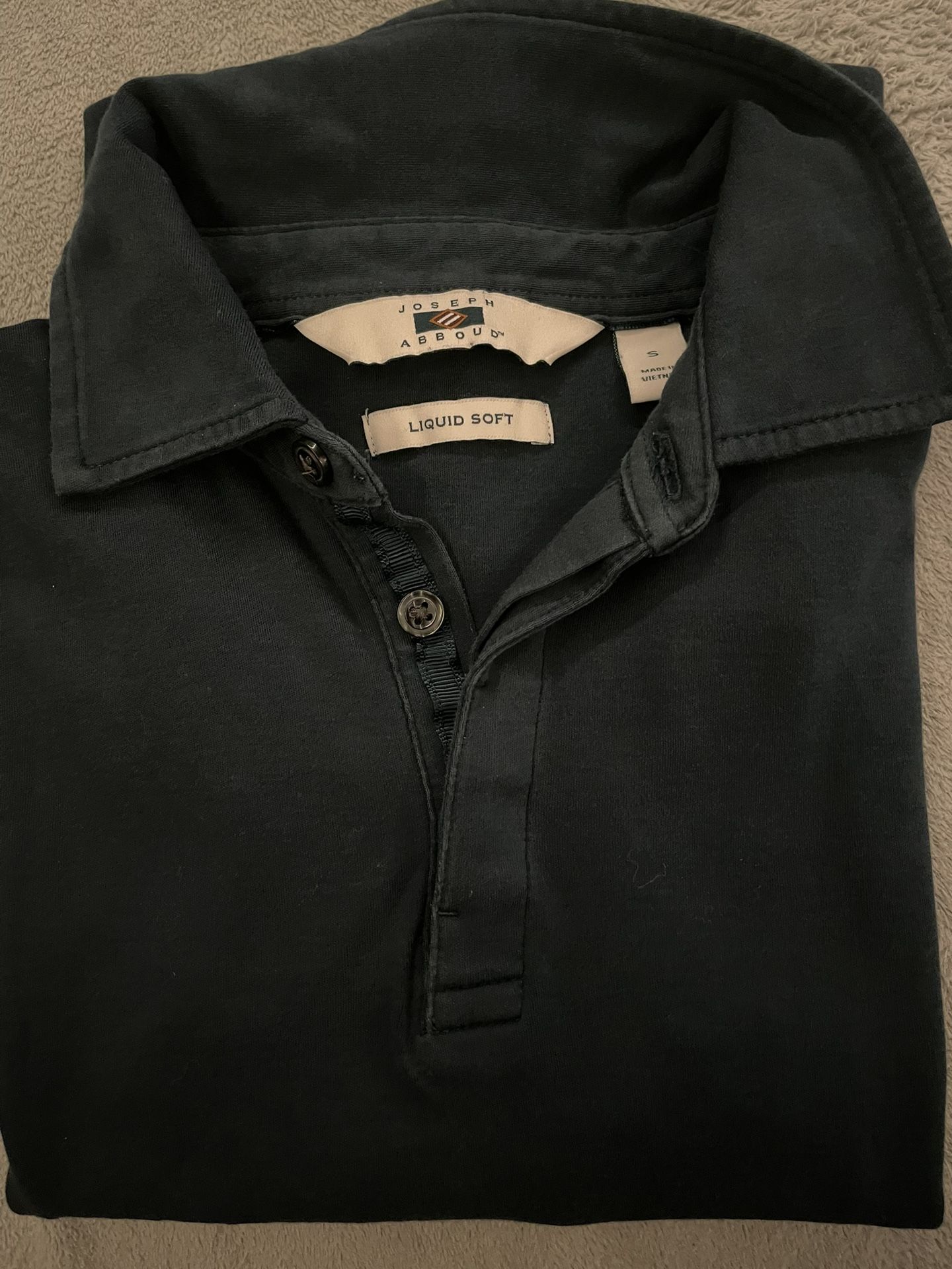 Joseph Abboud Liquid Soft Black Men’s Short Sleeve Half-Button Shirt – Medium