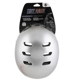 New Tony Hawk Metallic Helmet - Silver, For Boys and Girls Ages 8+,