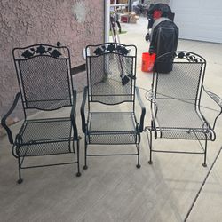 Wrought iron rocking patio chairs Lot Of 3