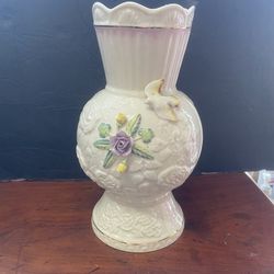 Irish Belleek Songbird Flower Vase 