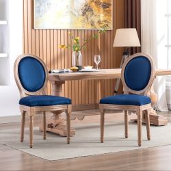 37.8" Dining Chair Upholstered Side Chairs Velvet French Accent Chairs with Solid Wood Frame for Dining Room(Set of 2)