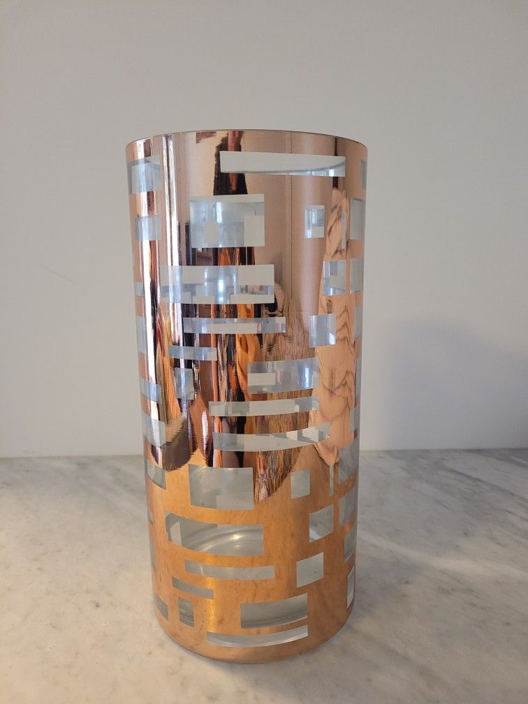Copper and clear glass vase