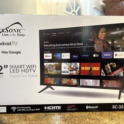 Sale TV sc-3520GTV S Brand New Super Sonic  WiFi Bluetooth 32” Smart Wife lED HDTV Cristal Clear Picture 