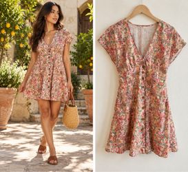 Marine Layer Camila Floral Mini Dress Size Small