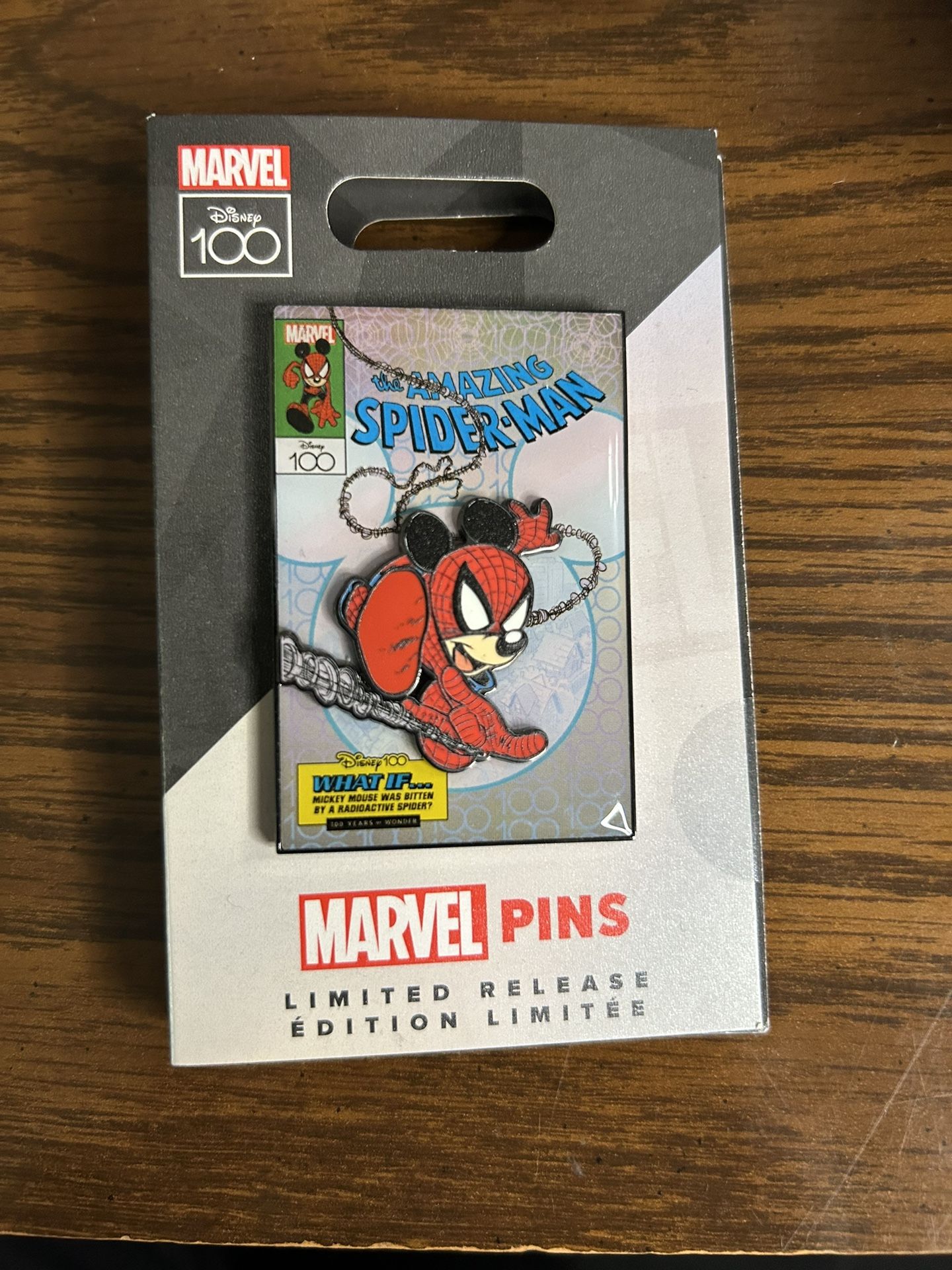 Disney 100 Marvel Comic Cover WHAT IF Mickey Mouse as Spider-Man Pin LR NEW