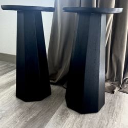 Set Of 2 Pedestal Wood Side End Tables