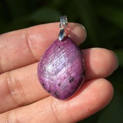 Sterling Silver 925 Stamped Flashy Ruby Pendant 