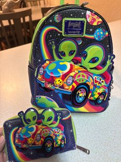 Loungefly Lisa Frank Zoomer & Zorbit Cosmic Alien Ride Mini Backpack & Wallet