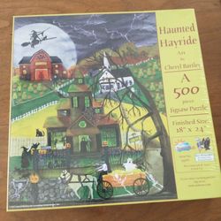 New Sealed Haunted Hayride 500 Piece Jigsaw Puzzle 18"X24" SunsOut