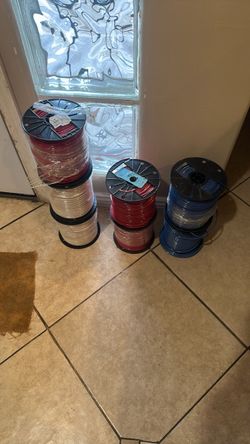 Electrical Wire Spools Lot – Red, White, Blue