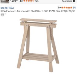 2 TRESTLE WITH SHELF BIRCH $40.00