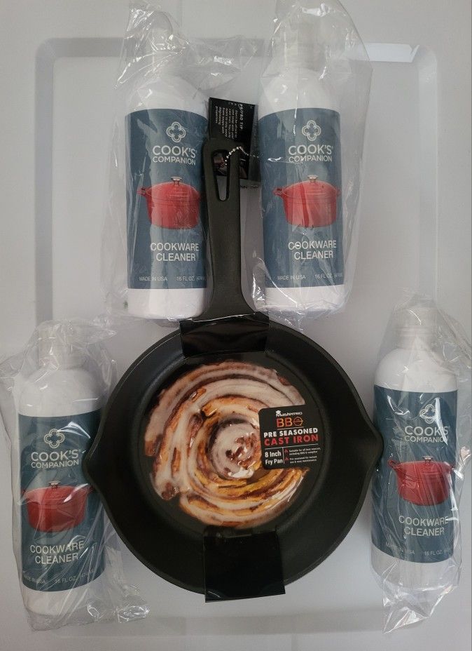Masterpro 8 Inch Pre Seasoned Cast Iron Fry Pan Bundle
