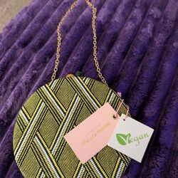 Black And Yellow Circular Purse W Chevron pattern