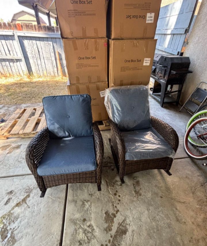 Porch chairs rocking chairs patio rocking chair set brand new patio set also available in baiege cushions 150$