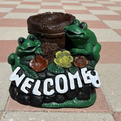New Welcome And Planter Made Out Of Cement Perfect Gift 