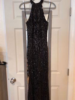 Black Sequin Halter Neck Formal Gown