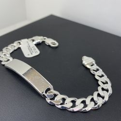 Startling Silver 8” Cuban ID Bracelet 8.9m 30g 134613 8