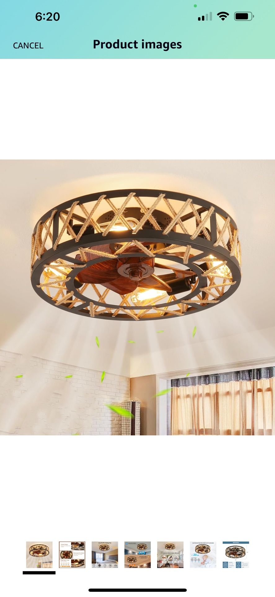 NERONDA Caged Ceiling Fan, 19.7" Boho Ceiling Fans with Lights and Remote Ceiling Fans with Lights Flush Mount, 6 Wind Speed, Reversible,Included 4 Pc