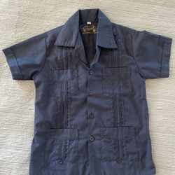 Guayabera  Boys Size 6 - Navy Blue 