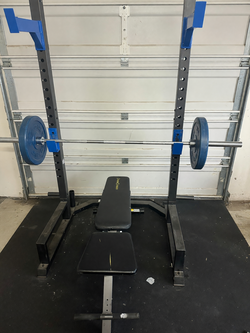 Weight Rack - Bench - Plates in fair condition