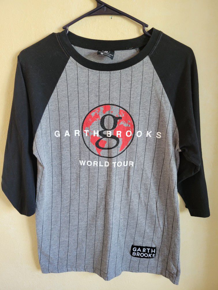Garth Brooks World Tour Concert Shirt Baseball Jersey Shirt Sz Small 3/4 Sleeve
