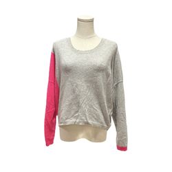 Brodie 100% Cashmere Knit Stretch Pink Gray Colorblock Sweater Women Sz Small