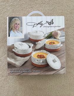 Dolly Parton Set of 4 Stoneware Speckled Casserole Dishes 6.5oz