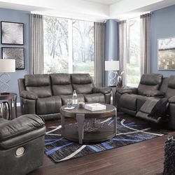 Erlangen Midnight Power Reclining Living Room Set (SOFA and LOVESEAT