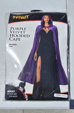 Spirit Purple Velvet Hooded Cape Adult
