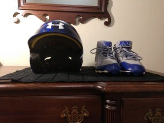 Under Armour Baseball helmet and Nike size 7.5 cleats