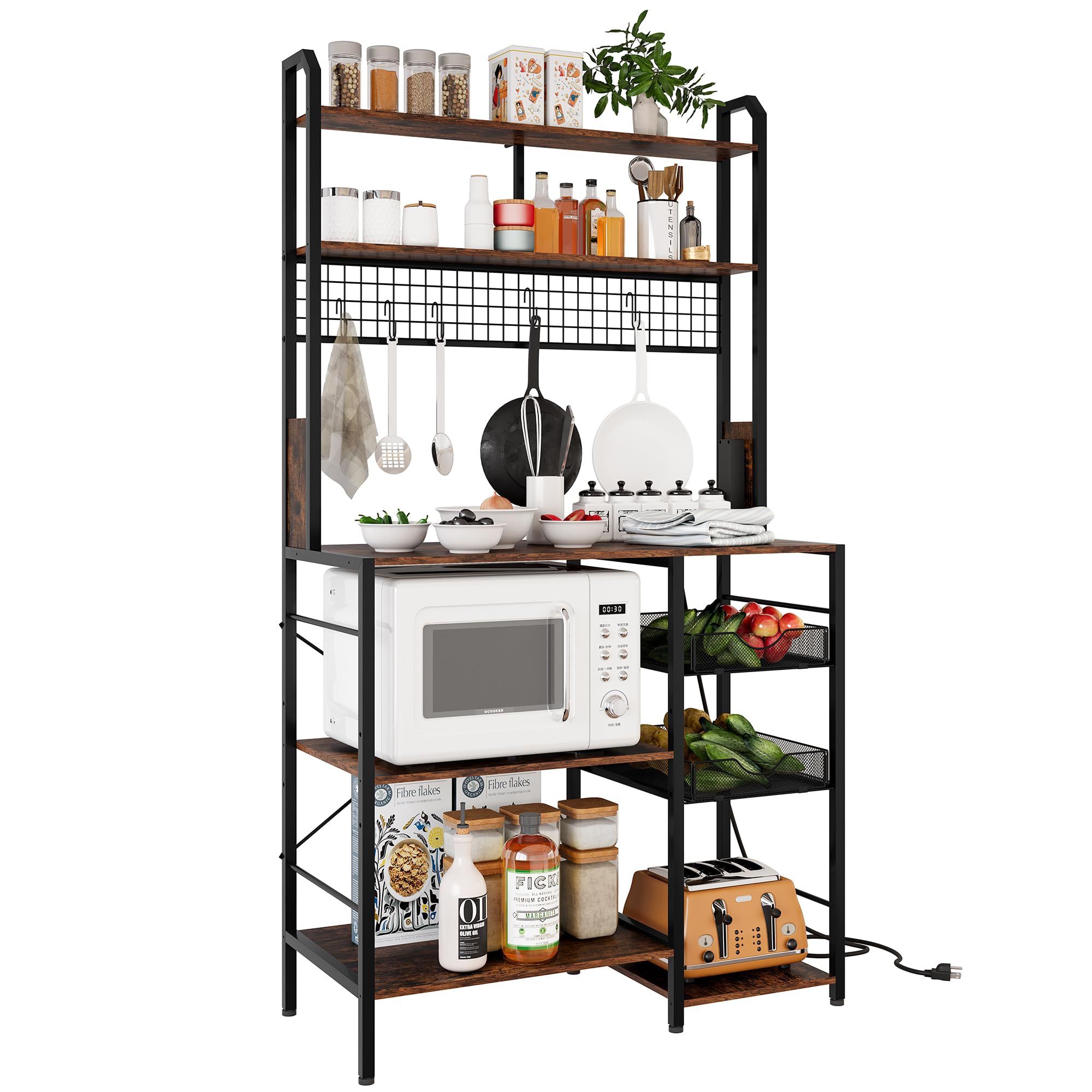 New Bakers Rack / Coffee Bar With Power Outlet