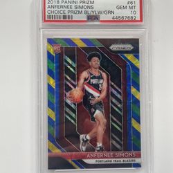 LOW POP Anfernee Simons PSA 10 GEM 2018-19 Panini Prizm Blue Yellow Green RC #61
