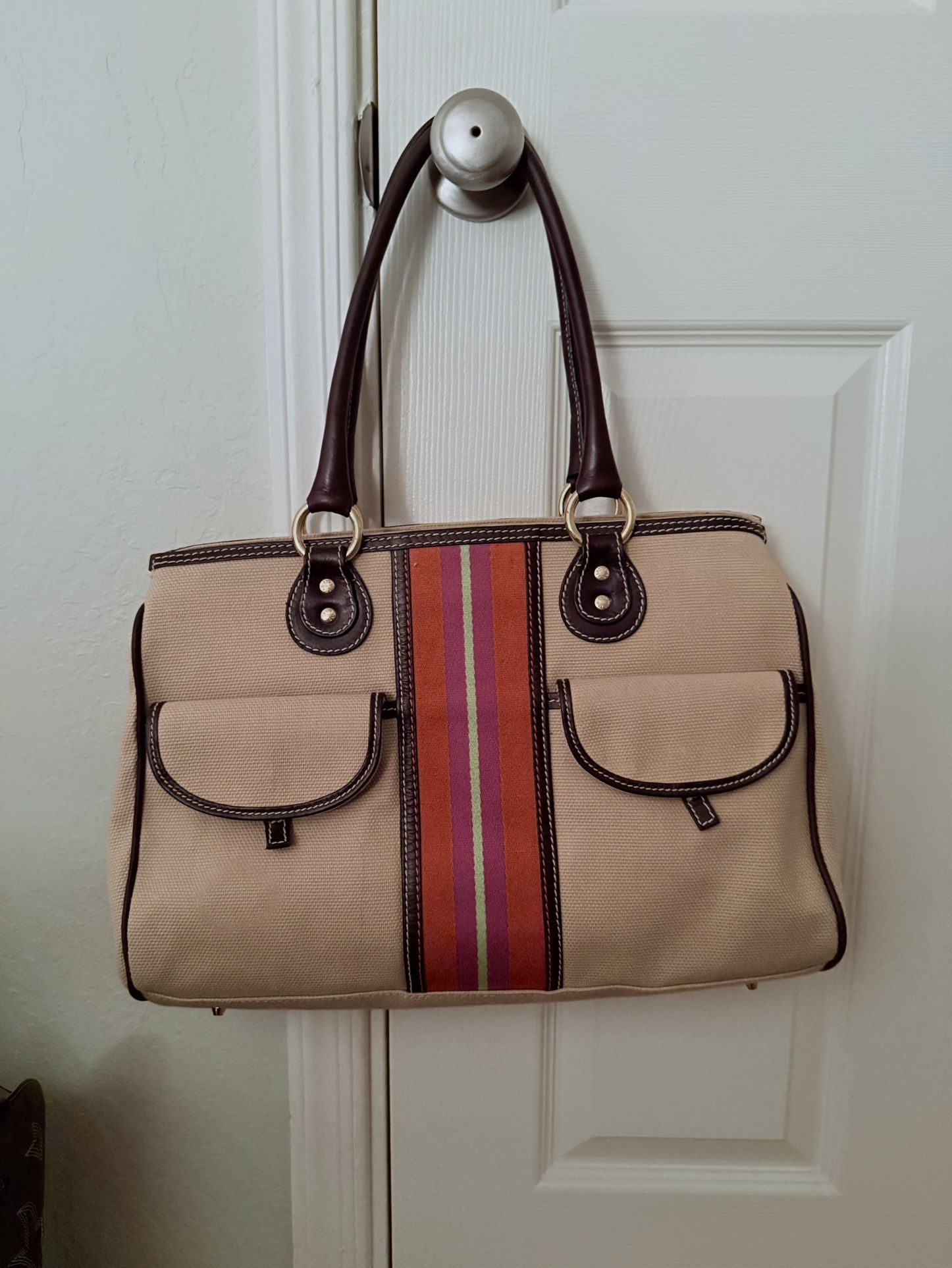 Etro Authentic Canvas Hand Bag, Made In Italy
