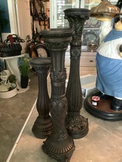 Fitz & Floyd Pillar Black Candle Holders (set of 3)