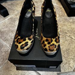 JCrew leopard Wedges 6.5