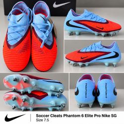 Phantom 6 Elite Pro Nike SG Soccer Cleats - Size 7.5