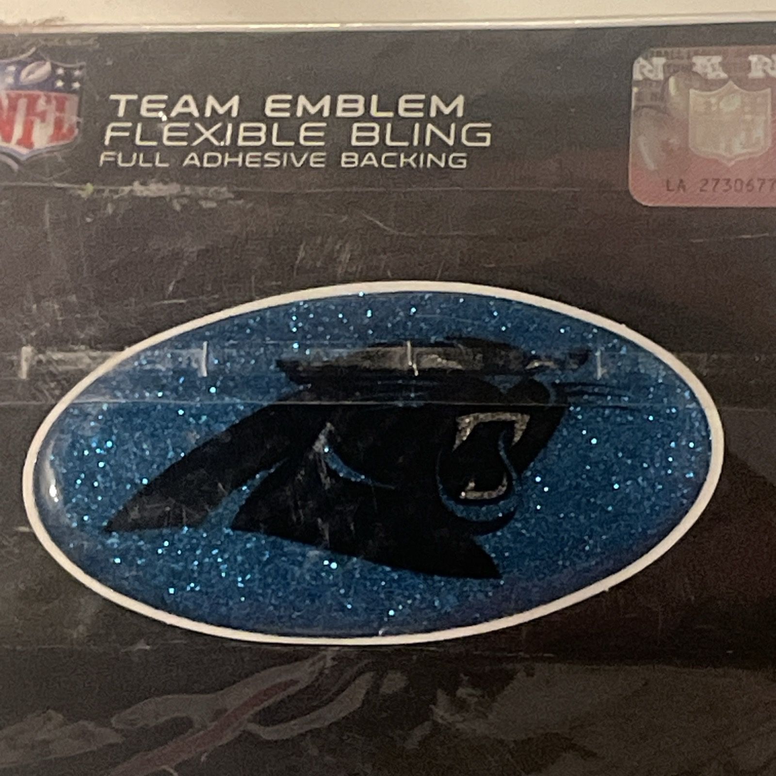 Carolina Panthers Team Emblem Flexible Bling Full Adhesive Backing New NFL
