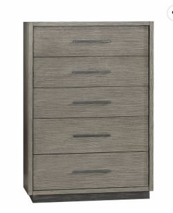 54” Tall 5 Drawer Dresser Chest Gray Oak