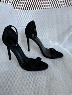 Pretty Little Thing Black Microsuede Barely There Size 5 Stilettos