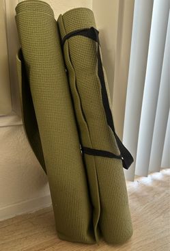 Olive Yoga Mat with Carrying Strap
