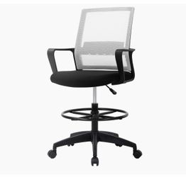 Drafting Chair Tall Office Chair Mesh Ergonomic Mid-Back Desk Chair with Adjustable Foot Ring