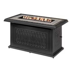 Charles 25.98 in. x 25 in. Rectangular Steel Propane Gas Black Fire Pit
