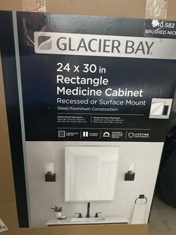 New Glacier Bay 24” x 30” Medicine Cabinet – Brushed Nickel