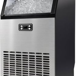 Commercial Ice Maker Machine - 95lbs Daily Production, 33lbs Ice Storage, Stainless Steel Freestanding & Under Counter Ice Maker, Ideal Ice Maker for