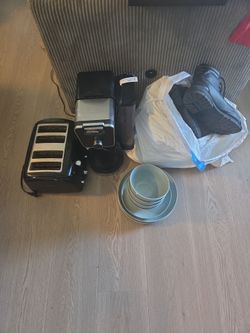 Free coffee maker, dishes, toaster,  pioneer knife set, and more