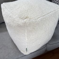 Majestic Home Solid Cream Sherpa Cube Ottoman Footstool